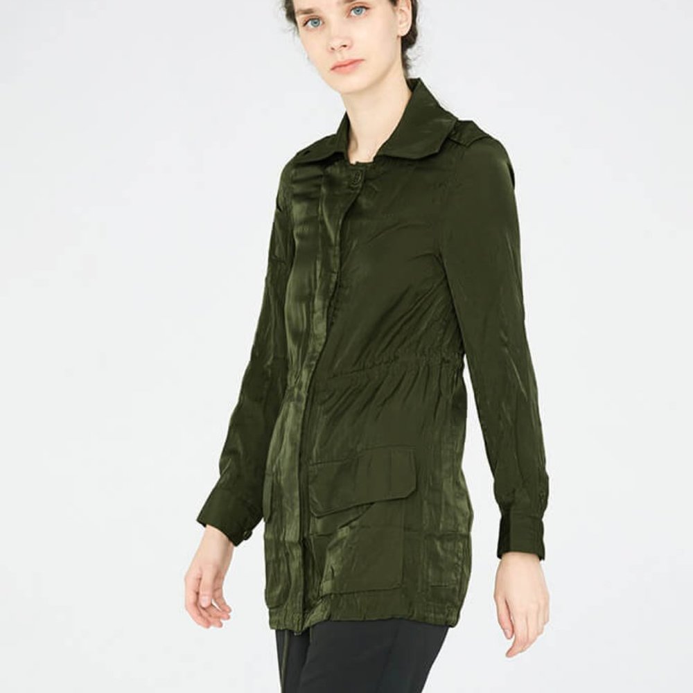 CUBIC Cargo Jacket Lightweight Fabric in Military Green Size Medium US 6 NWT